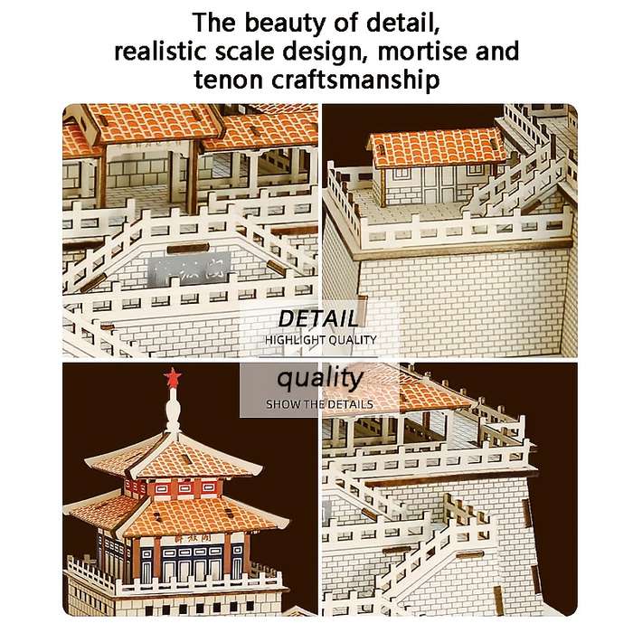 Building Toy Architectural Model Toy Set Items 3D Ancient Architecture Wooden Puzzle