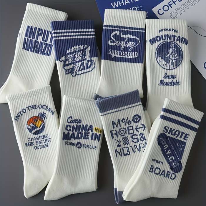 4 Pairs Mixed Colors One Size High Elastic Socks