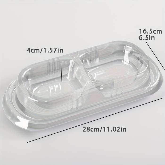 Pet Supplies Color Transparent Double Compartment Disposable Pet Bowl Quantity 10 Pcs