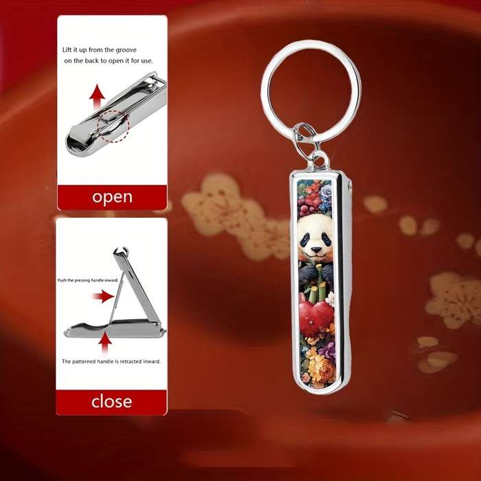 1pc Creative Panda Theme Multifunctional Folding Nail Clippers Suitable for Home Travel and D