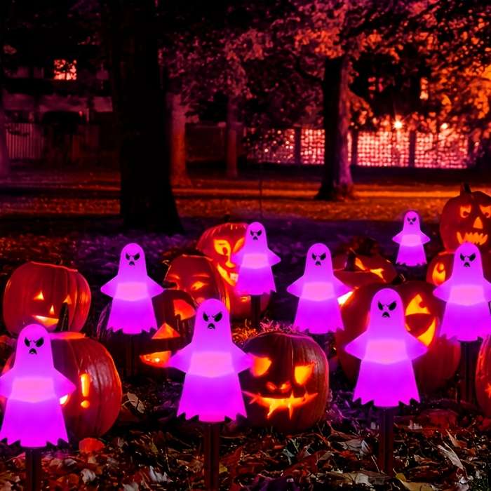 Halloween Decorations Items Funny Ghost  Purple Light  Quantity 8 Leds