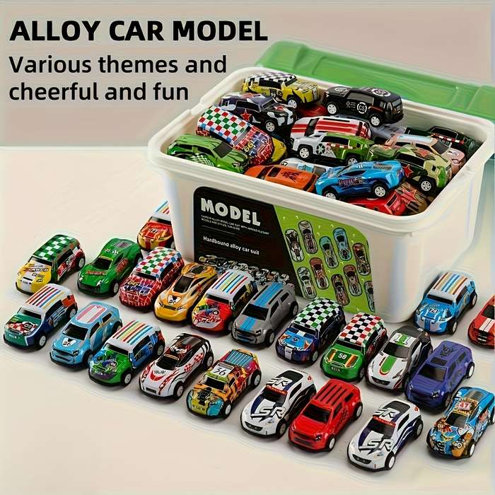 Storage And Organizationcolor 50Pcs Model Cars With Large Storage Box