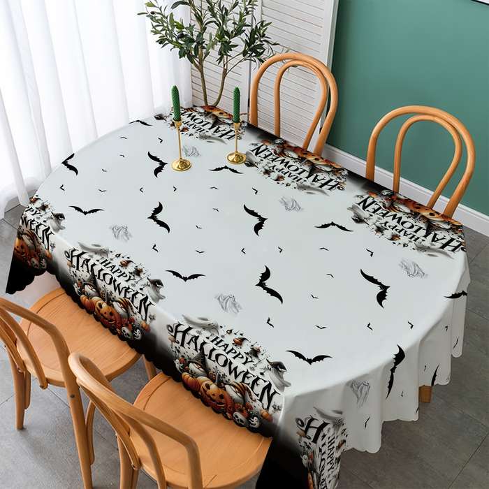 Halloween tablecloth decoration color Black and White Rudolph Halloween Tablecloth size 137 x 274