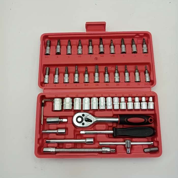 Screwdriver Bit Tool Set Color Portable Tool Set  46 Pieces Red Size Gb46And3 7564 3