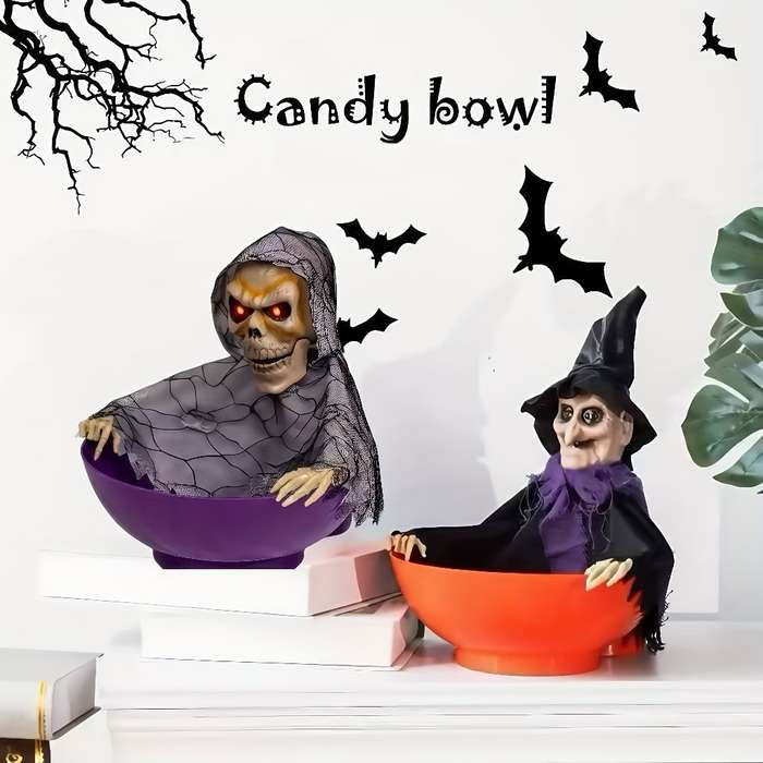 Halloween Decorations Items Grey Ghost Candy Plate