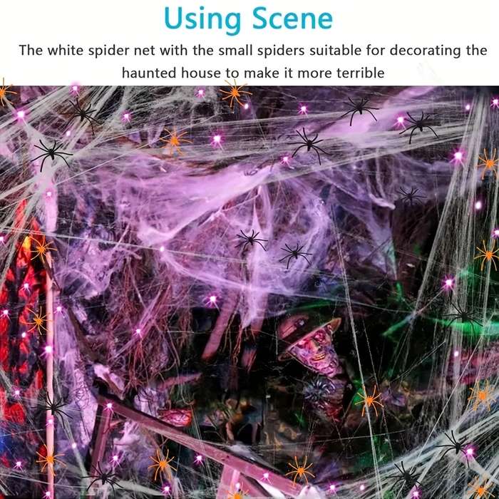 Halloween Decorations Color Purple Light Model 5M 50Led Add  20 Spiders
