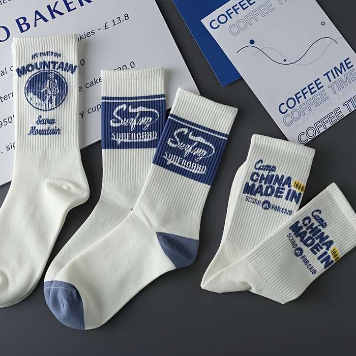 4 Pairs Mixed Colors One Size High Elastic Socks
