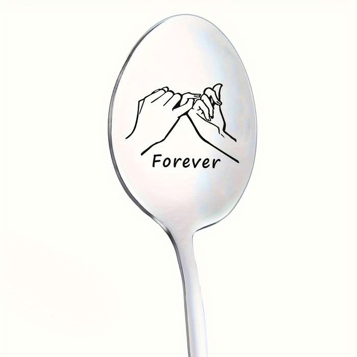 1pc Engraved Stainless Steel Spoon  Forever  Ideal for Coffee Ice Cream Tea Desserts Pe