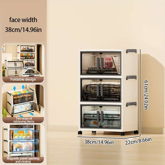 Storage And Organizationmodel 5 Layers   Width 38Cm 14.96In  Translucent Color   With Wheels  X  4