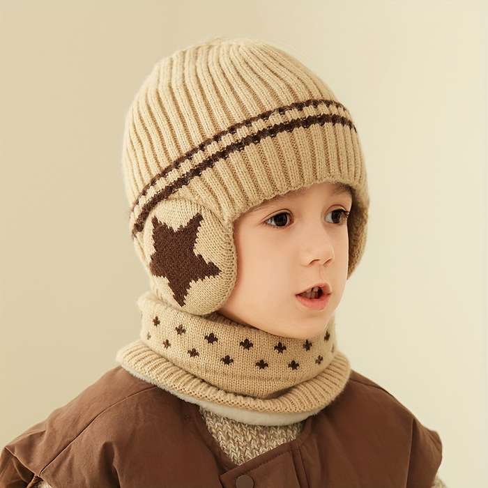 Winter Hat Color Five Star Ear Protection Set Navy Blue