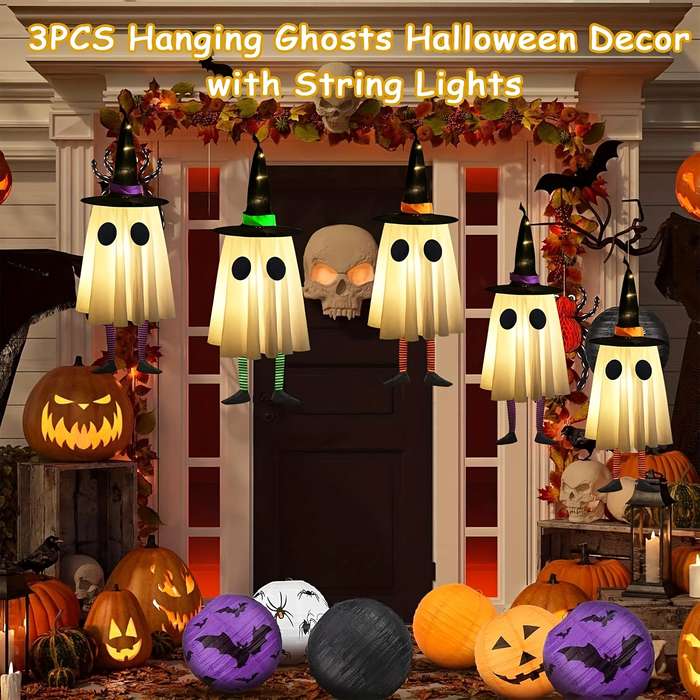 Halloween Decorations Style Glowing Ghost Witch Hat Lights Quantity 3Pcs