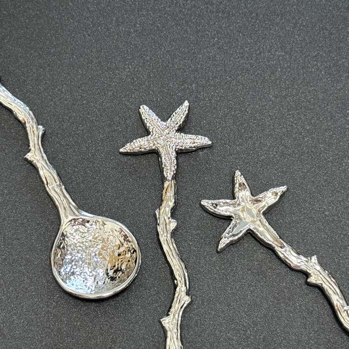 6pcs Small Spoons With Golden Starfish Design Perfect Dessert Utensils For Beach Weddings P