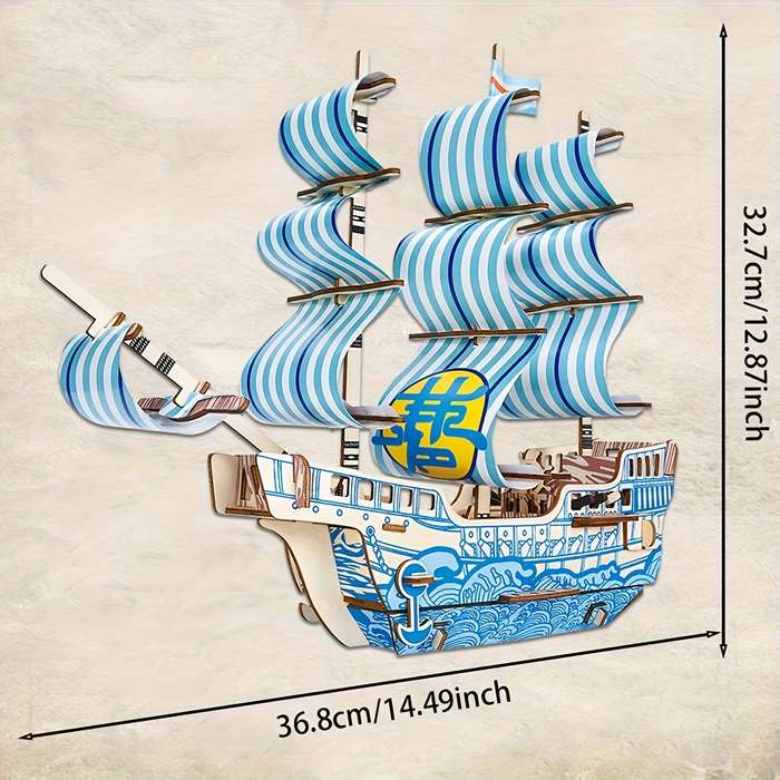 3D Jigsaw Puzzle Model Ship Color Blue