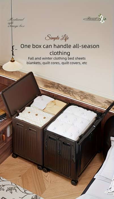 Storage And Organizationstorage Dark Brown Double Door Foldable With Pulleys Width 47Cm 18.5In