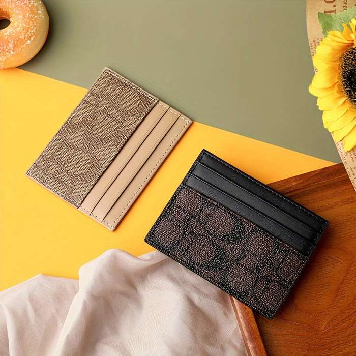 1pc Vintage Style Women'S Slim Card Holder Multi-Slot Credit Card Wallet Portable Travel Design