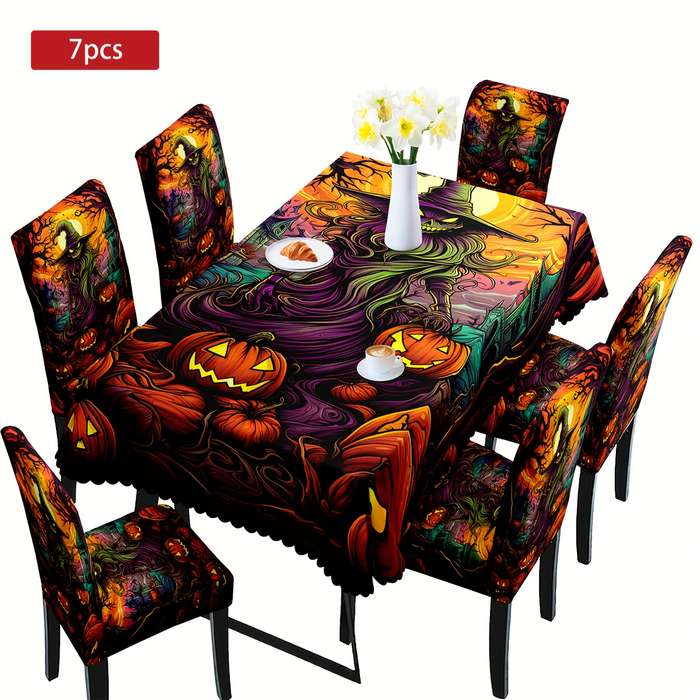 Halloween tablecloth decoration Quantity 5pcs 1 Tablecloth add 4 Chair Covers