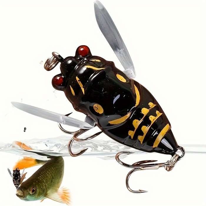 1pc 3D Eyes Cicada Fishing Lure Durable ABS Hard Bait for Freshwater Saltwater Angling