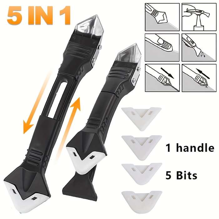 1pc 5in1 Silicone Caulking Tool Kit Multifunctional Grout Remover and Finisher for Bathroom