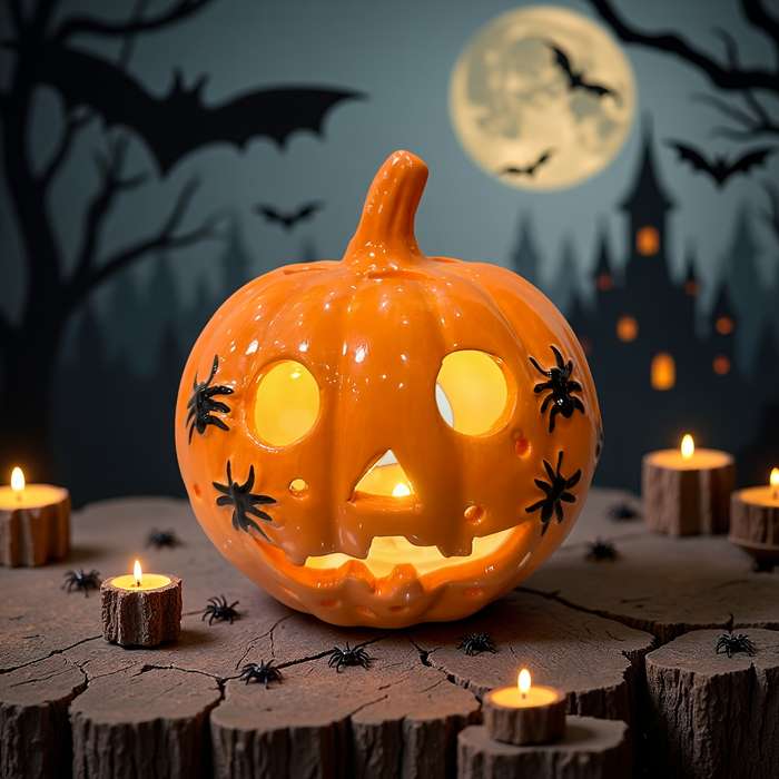 Halloween Decorations Color Pumpkin Candlesticks