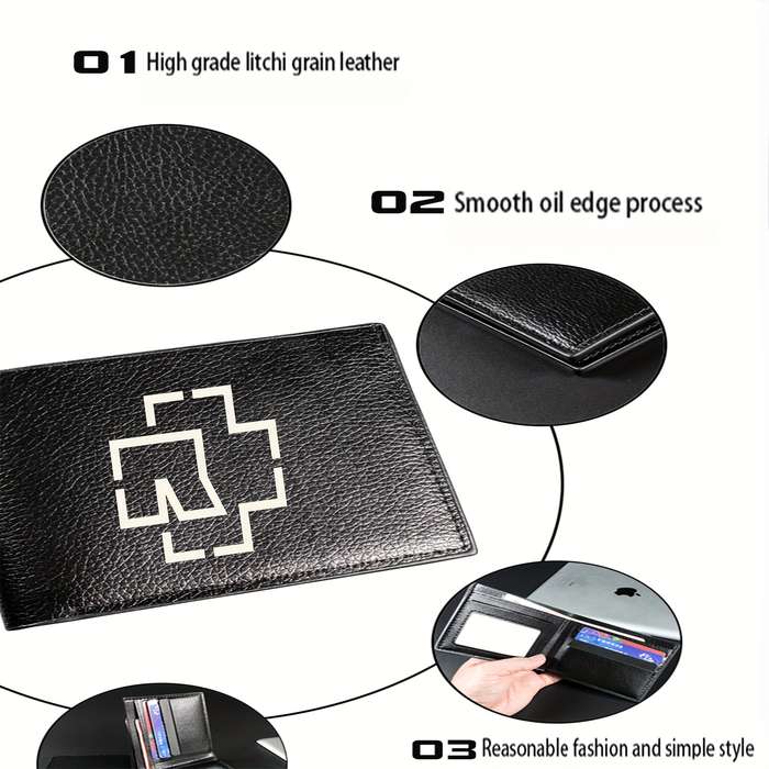 1pc Rammstein-Inspired Graphic Men'S Bifold WalletMultifunctional Coin Purse with Card Holde