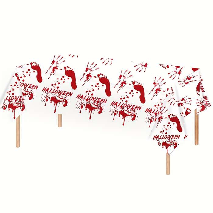 Halloween tablecloth decoration Style Bloodstained Handprint and Footprint Tablecloth