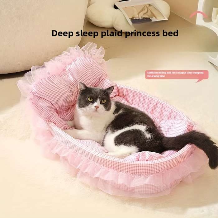 Pet supplies color Pink Model Three    piece set   nest  Add  mat  Add  lace  60x 40x 13 cm