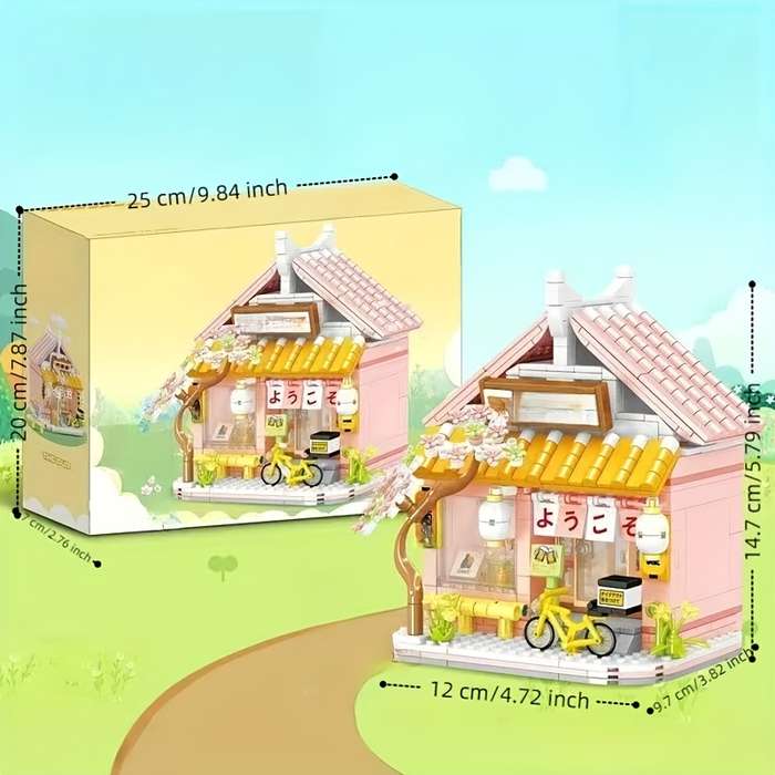 Building Toy Architectural Model Toy Set Model Chinese Restaurant Flower House  Gift Box