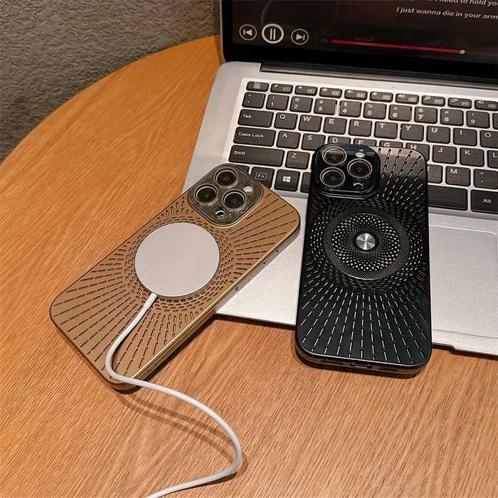 1Pc Golden For iPhone 12 Hollow Heat Dissipation Phone Case