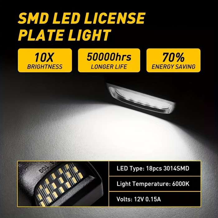 2pcs LED License Plate Light Kit for Toyota Tacoma Tundra 2012-2024 12-24V Plug & Pl