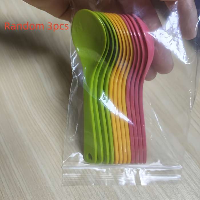 3pcs Set of Multiple Colors Plastic Spoons Food-Safe Non-Electric Versatile Kitchen Utensils
