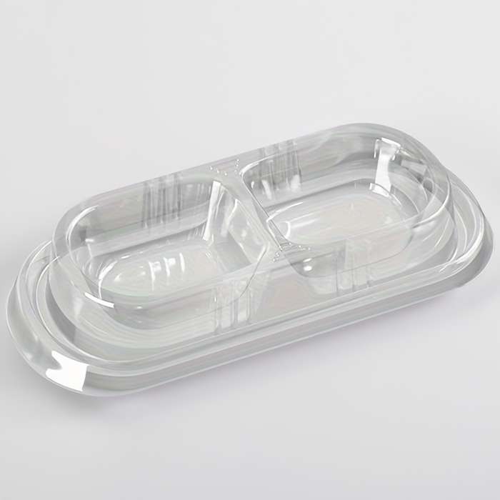 Pet Supplies Color Transparent Double Compartment Disposable Pet Bowl Quantity 10 Pcs