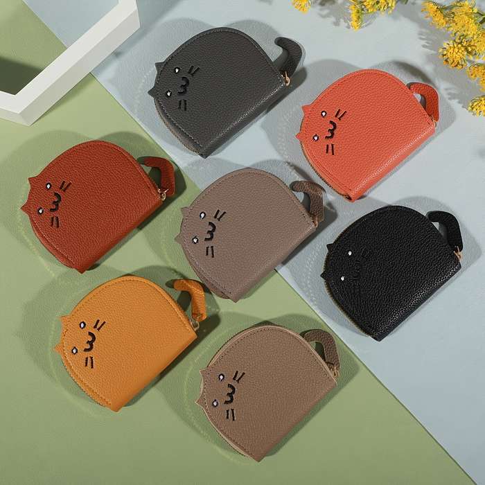 1pc A Charming Cat-Shaped Casual Walleta Synthetic Coin Purse Featuring Multiple Card Slots a Z