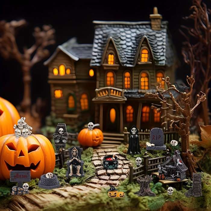 Halloween Decorations Quantity 21Pcs Halloween Miniature Statue Set