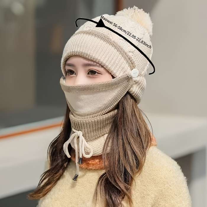 Winter Hat Color Mask Add Hat Add Scarf  Pink