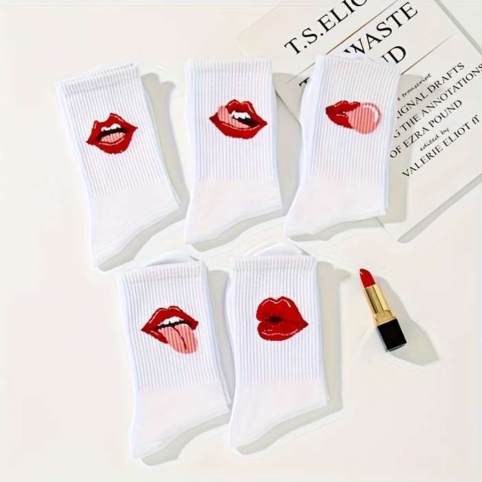5 Pairs Of White One Size High Elastic Socks