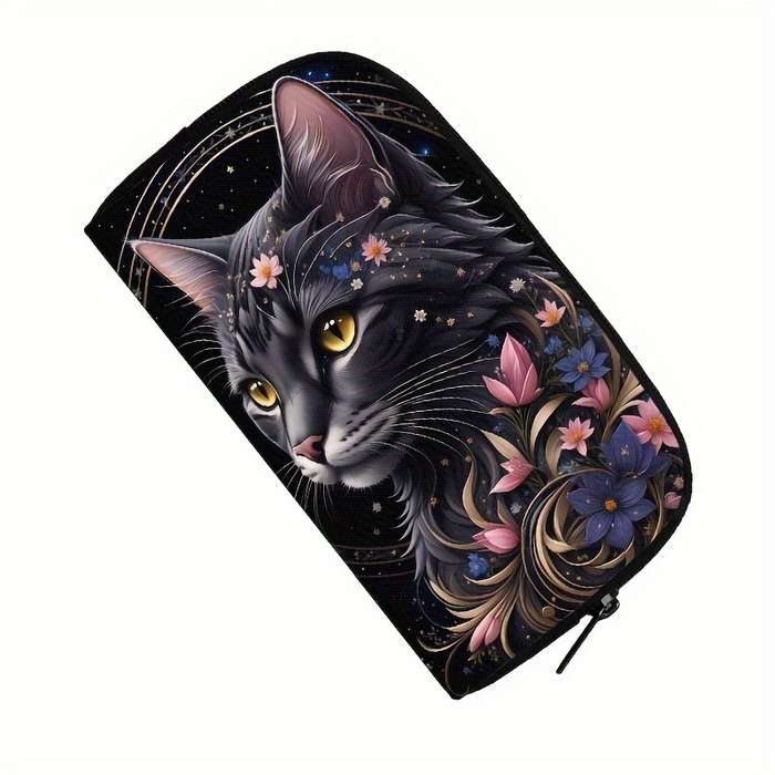 1pc Kawaii Black Cat Moon Print wallet women purse credit card money coin bags ladies clutch bag