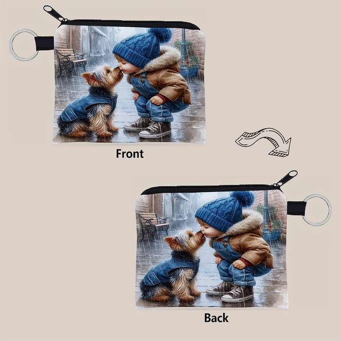 1pc of Adorable Dog Design Mini Wallet Zippered Small Capacity Portable Multifunctional Coin P