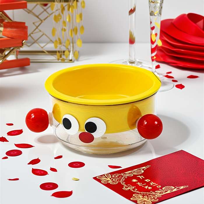 Pet Supplies Color Cute Double Cat Bowl Size Big Eyed Boy  Yellow