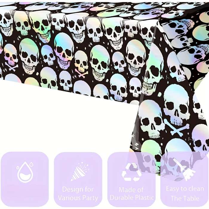 Halloween tablecloth decoration color Black add Rainbow Chrome 3pcs
