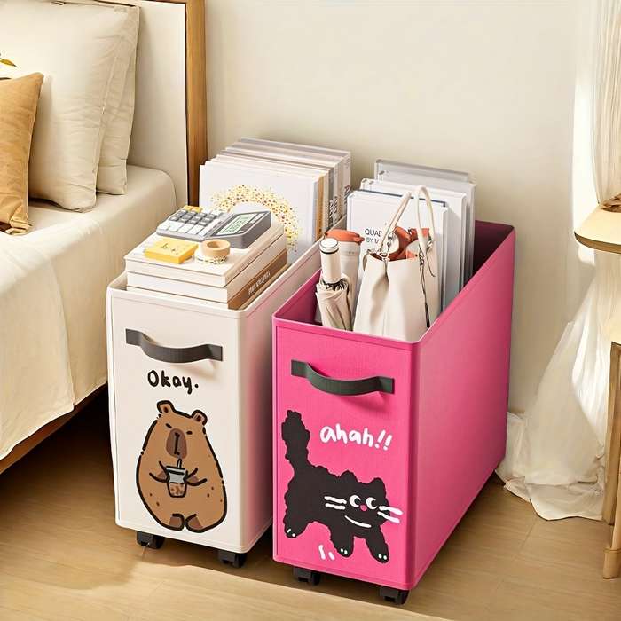 Storage And Organizationcolor Festive Pink Cat | Under Desk Movable Storage