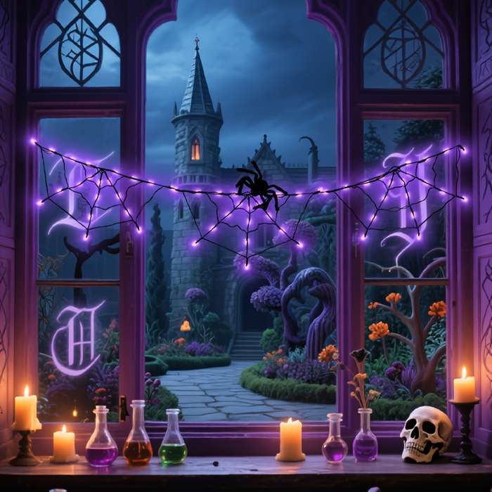 Halloween Decorations Color Orange Light  Add   Spider
