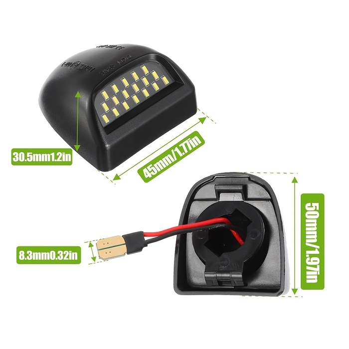 2pcs Red OLED Pure White LED License Plate Light Tag Lamp Assembly Replacement For Es