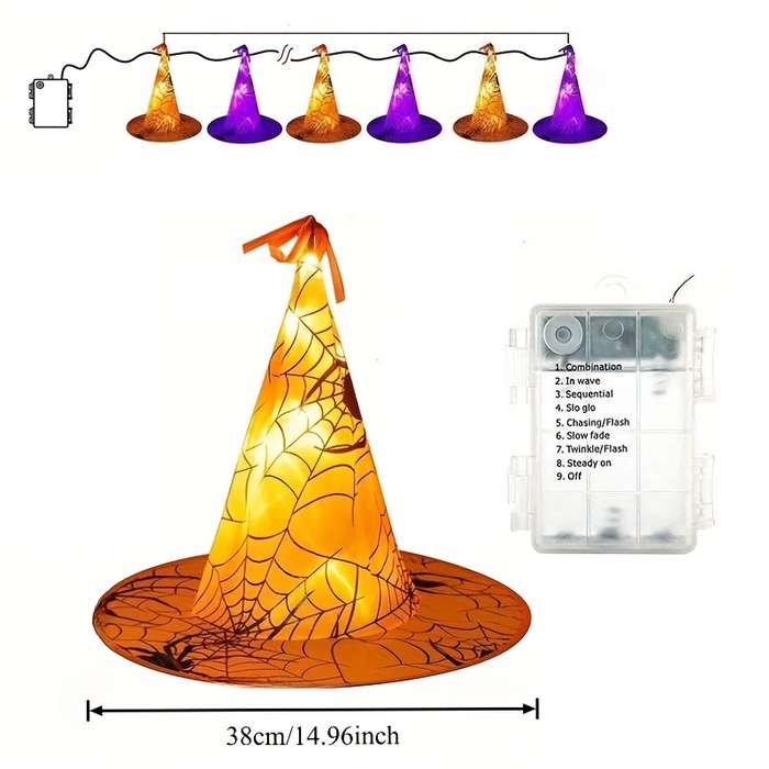 Halloween Decorations Color 3 Purple Add  3 Orange Style Hanging Witch Hat