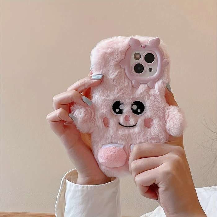 1Pc Purple For iPhone 12 Plush Little Monster Phone Case