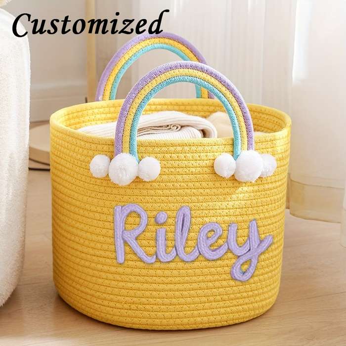 Storage And Organizationcolor White Basket Purple Rope
