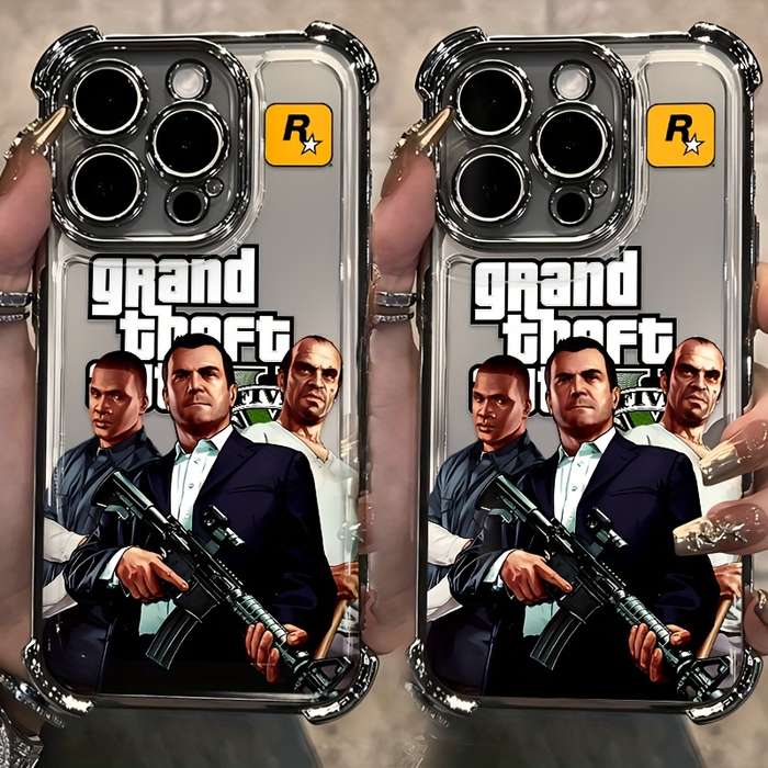 1Pc Mixed Color  For iPhone 15 Game GTA R Stars Phone Case