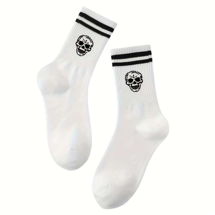 2 Pairs Black And White One Size High Elastic Socks