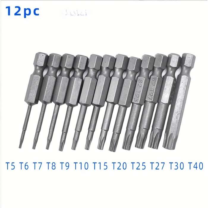 Screwdriver Bit Tool Set Size Silvery Quantity 12Pcs