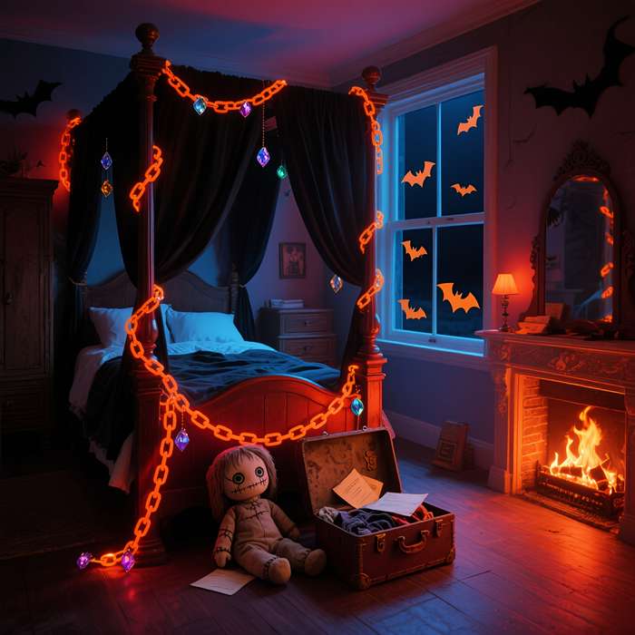 Halloween Decorations Color Orange Chain Light