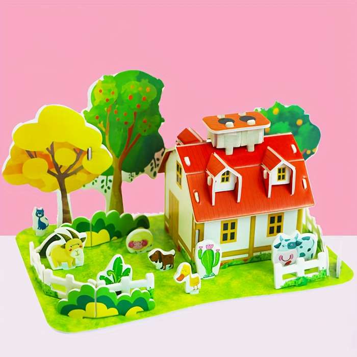 Building Toy Architectural Model Toy Set Style Pink Castle